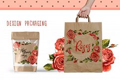 Red roses PNG watercolor flower set Product Image 3