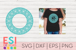Snowflake Circle Monogram Frame 1|Christmas|SVG DXF EPS PNG Product Image 1