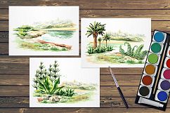 Prehistoric world. Watercolor bundle Product Image 8