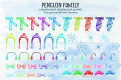 Watercolor penguin family illustration, penguin clipart Product Image 2