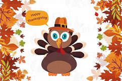 Colorful Thanksgiving Turkey clip art, Happy Thanksgiving Product Image 9