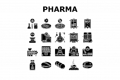 Pharmaceutical Production Factory Icons Set Vector Product Image 1