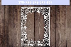 Floral Frame SVG Cut File, Wedding Flower Papercut, DXF, PDF Product Image 1