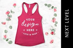 Raspberry Next Level 1533 Floral Roses Marble Tank Mockup Product Image 1