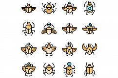Scarab beetle icons set vector flat Product Image 1