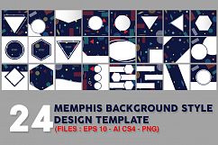 24 Memphis style cards with geometric shapes and patterns Product Image 1