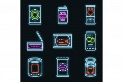 Tin can icon set vector neon Product Image 1