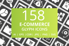 158 E-Commerce Glyph Inverted Icons Product Image 1