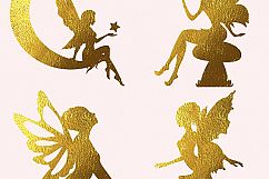 Gold Foil Fairies Clipart Product Image 3