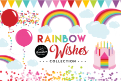 Rainbow Wishes Clipart Graphics &amp; Digital Paper Patterns Bundle Product Image 1