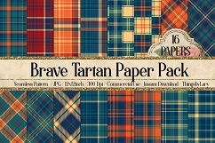 16 Seamless Orange and Green Tartan Digital Papers Product Image 1