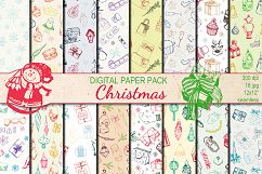  Christmas Hand drawn seamless digital paper pack Product Image 1