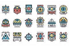 Geometric alchemy icons vector flat Product Image 1