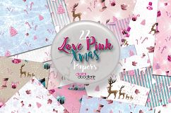 Love Pink Xmas Digital Paper Product Image 8