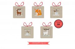 Set 5 Christmas Winter Animals, Counted Cross Stitch Pattern Product Image 1