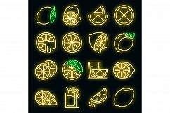 Lime icons set vector neon Product Image 1