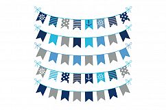 Cute nautical bunting clipart, Boy birthday party banner  Product Image 1