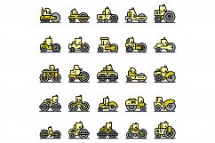 Road roller icons set vector flat Product Image 1