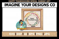 Happy Thanksgiving Printable Spiral Subway SVG Cut File Product Image 1