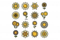 Sunflower icons vector flat Product Image 1
