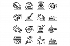 Grinding machine icons set, outline style Product Image 1
