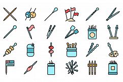 Toothpick icons set vector flat Product Image 1