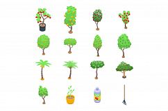 Fruit tree icons set, isometric style Product Image 1