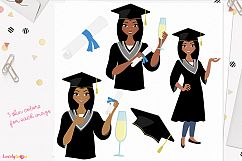 Woman graduate character clip art (L268 Layla) Product Image 1