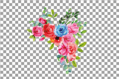 Boho pink and blue watercolor wedding bouquets, floral png Product Image 12