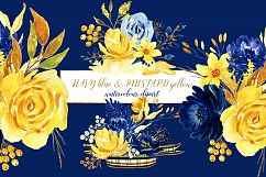 Blue and yellow watercolor flowers Product Image 5