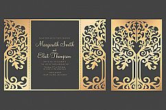 Tree Gate fold wedding invitation , 5x7, Cricut Template, Quinceanera card - SVG, DXF, Cricut, Silhouette Cameo Product Image 1