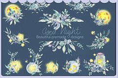 Arctic fox and glowwarm night watercolor clipart kit for bab Product Image 5