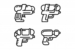 Squirt gun icons set, outline style Product Image 1
