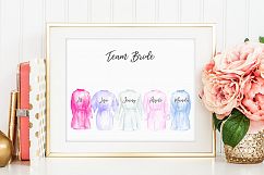 Watercolor bridesmaid robe clipart  Product Image 5