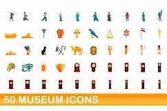 50 museum icons set, cartoon style Product Image 1