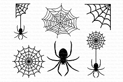 Spiders and Spider Web SVG files for Silhouette Cameo and Cricut. Clipart PNG Transparent included. Product Image 1