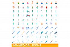 100 medical icons set, cartoon style Product Image 1