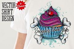 Cupcake Tattoo Style Vector Product Image 1