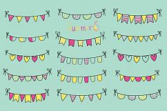 Yellow purple hand drawn buntings clipart, Summer banner party flags clip art Product Image 3