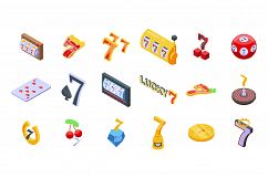 Lucky 7 icons set, isometric style Product Image 1