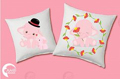 ELEPHANT babies in pink! BUNDLE! 53 cliparts, graphics and illustrations and Patterns AMB-2276 Product Image 11