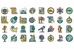 Cartographer icons set vector flat Product Image 1