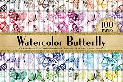 100 Seamless Watercolor Romantic Butterfly Digital Papers Product Image 1