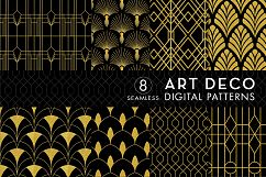 8 Seamless Art Deco Patterns - Black &amp; Gold Set 1 Product Image 1