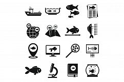 Ichthyology icons set, simple style Product Image 1