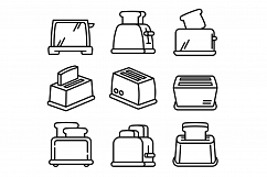 Toaster icons set, outline style Product Image 1