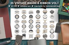 36 VINTAGE BADGE &amp; RIBBON Vol.1 Product Image 1