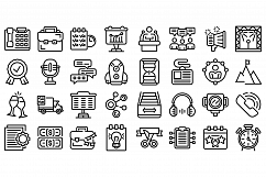 Event management icons set, outline style Product Image 1