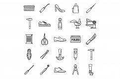 Shoe repair shop icons set, outline style Product Image 1