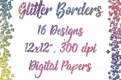 Rainbow Glitter Borders Digital Paper Product Image 2